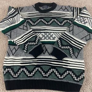 Vintage Block Boulevard Sweater Men’s XLT 3D Knit Crewneck 90s Y2K USA T207